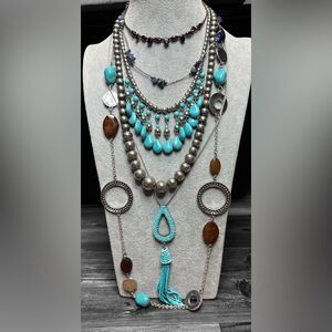 Set of 7 Gorgeous Handmade Boho Southwestern Tribal Statement Necklaces RARE